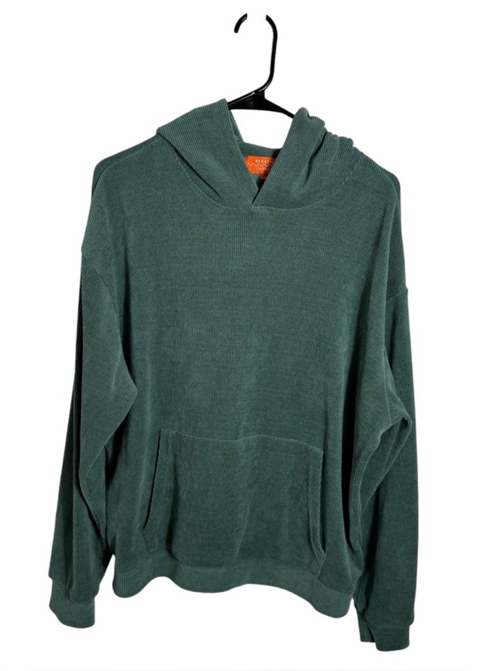 Negative Space Green Textured Knit Hoodie Size LG Sage Soft Pullover
